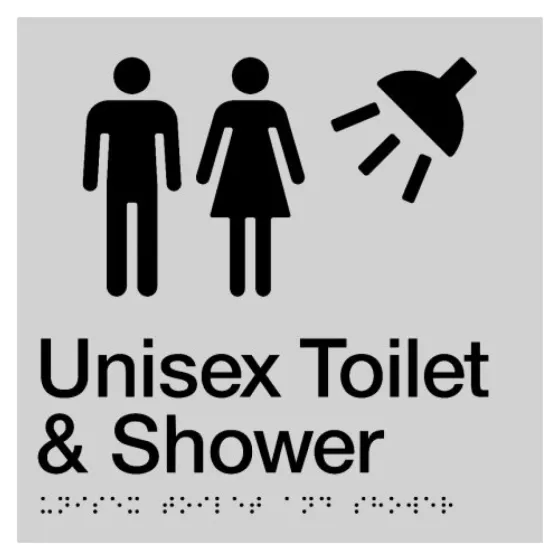 Max Global Products BS029 Sign, Unisex Toilet & Shower, , Blue/White PVC
