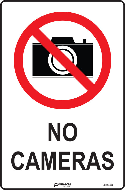 Max Global Products S3022 No Cameras Sign