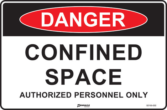 Max Global Products S2195 Danger Confined Space, Authorised Personnel Only Sign