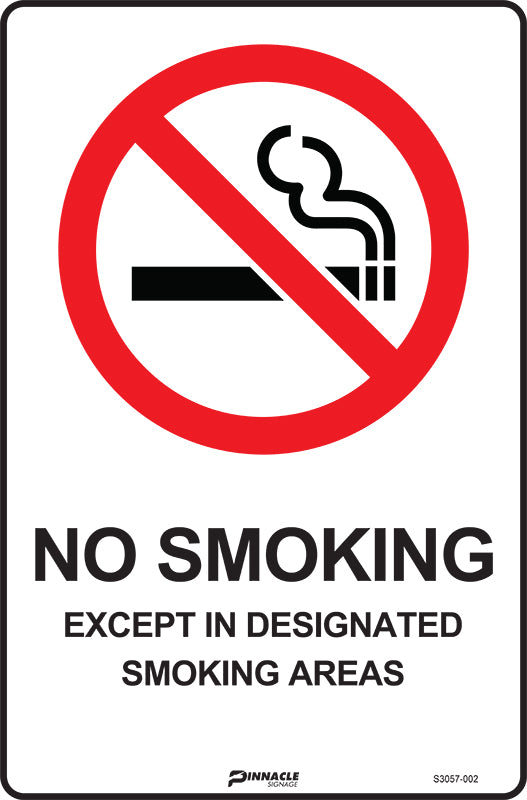 Max Global Products S3057 No Smoking Except In Designated Smoking Areas