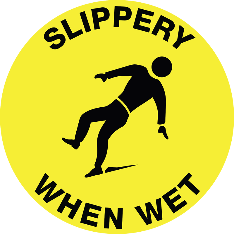 Max Global Products F1161-046 Floor Graphics, , Anti-Slip, Slippery When Wet, Round Sign