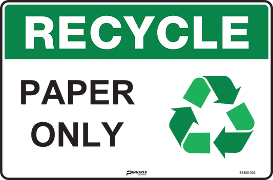 Max Global Products S6385 Recycle Paper Only Sign
