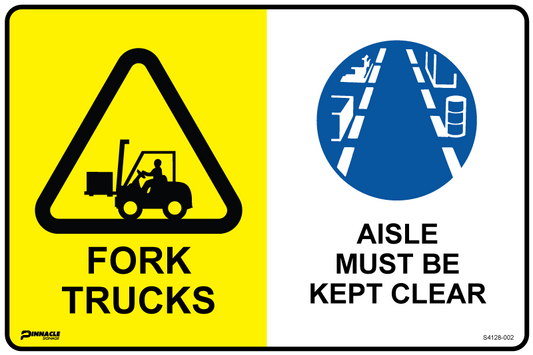 Max Global Products S4128 Multi Sign - Fork Lifts/Aisle Must Be Kept Clear