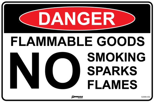 Max Global Products S2089 Danger Flammable Goods No Smoking Sparks Flames Sign