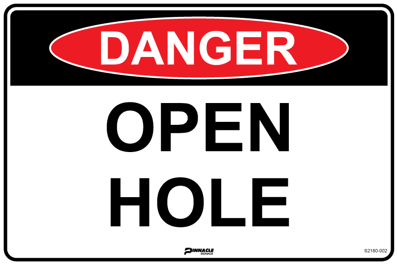 Max Global Products S2180 Danger Open Hole Sign