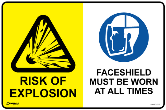 Max Global Products S4130 Multi Sign - Risk Of Explosion/Faceshield Must Be Worn At All Times