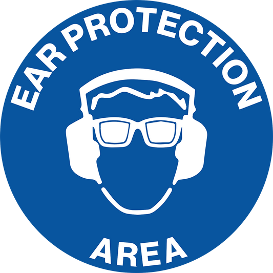 Max Global Products F1081-046 Floor Graphics, , Anti-Slip, Ear Protection Area, Round Sign
