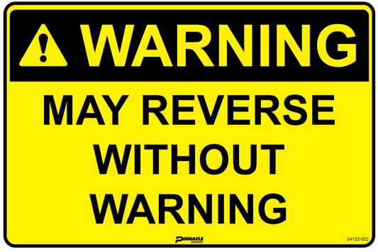 Max Global Products S4122 Warning May Reverse Without Warning Sign