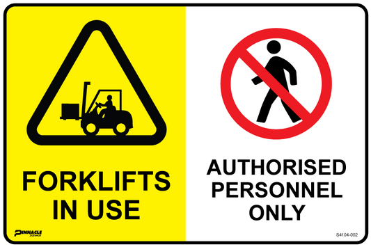 Max Global Products S4104 Multi Sign - Forklifts In Use/Authorised Personnel Only