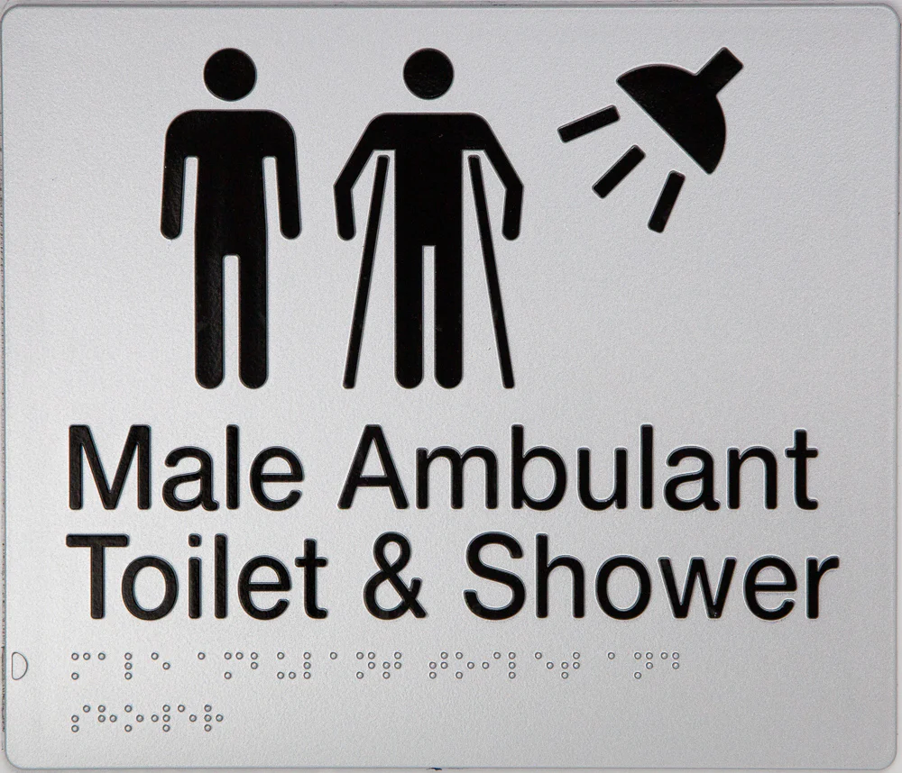 Max Global Products BS052 Sign, Male Ambulant Toilet & Shower, , Blue/White PVC