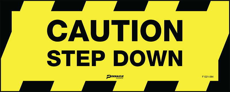 Max Global Products F1221-064 Floor Graphics, , Anti-Slip, Caution Step Down Sign