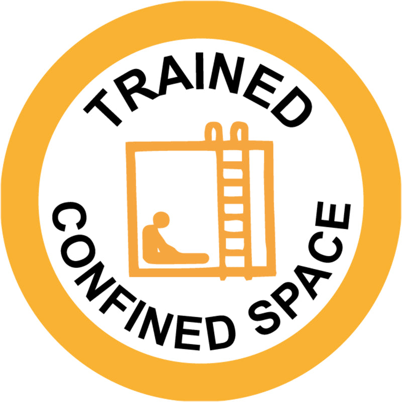 Max Global Products S9114 Trained Confined Space, Round Hardhat Stickers, Pack/12 Sign