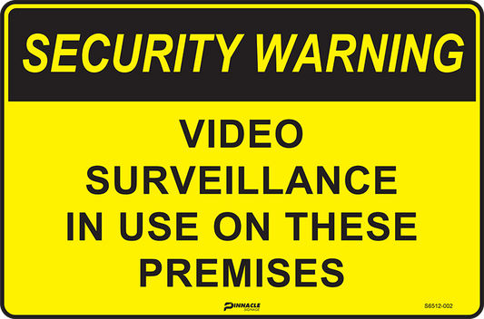 Max Global Products S6512 Security Warning Video Surveillance In Use On These Premises Sign