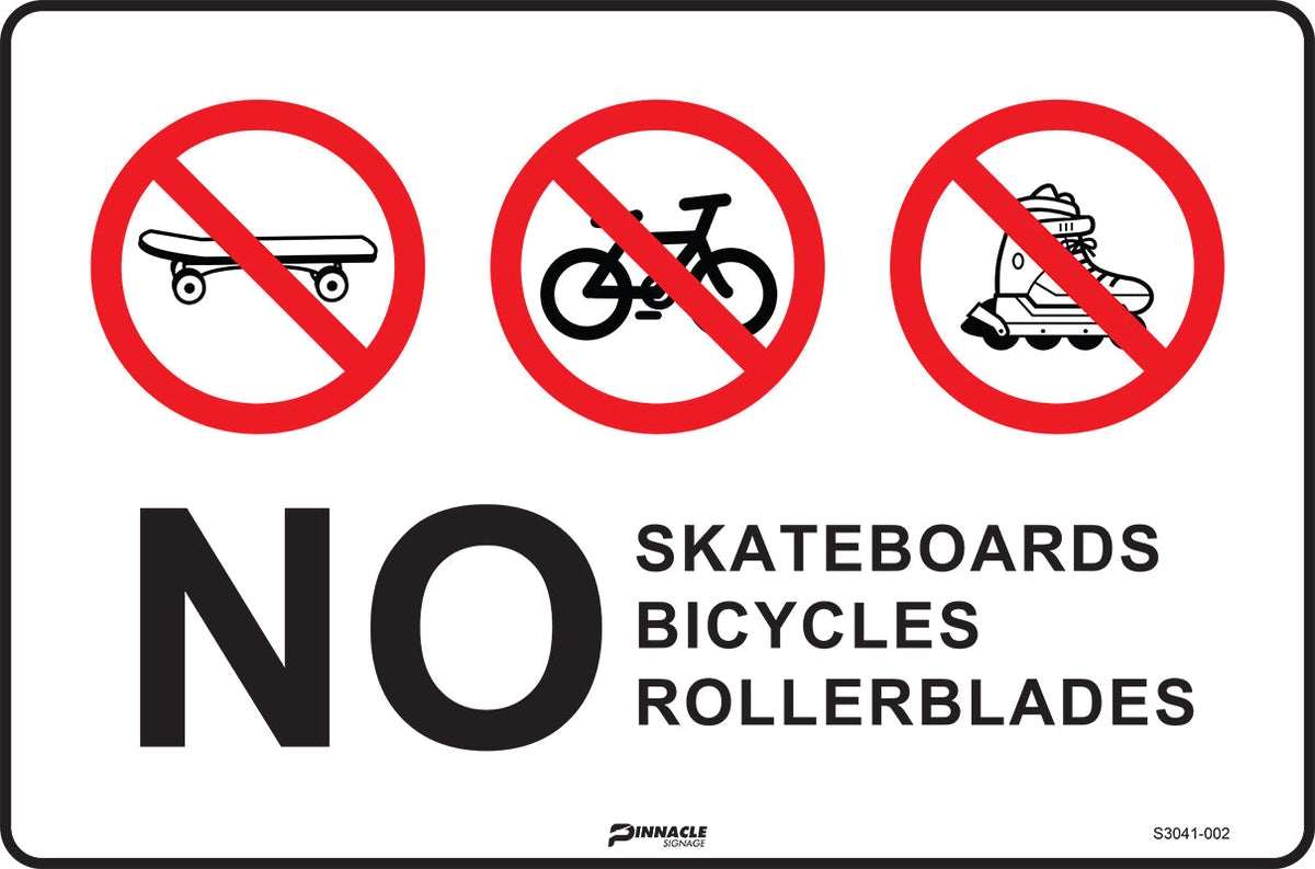 Max Global Products S3041 No Skateboards Bicycles Rollerblades (Pictos) Sign
