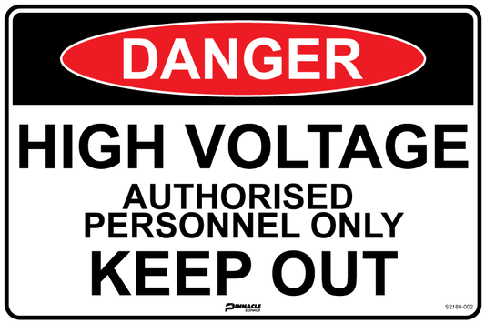 Max Global Products S2189 Danger High Voltage Authorised Personnel Only Keep Out Sign