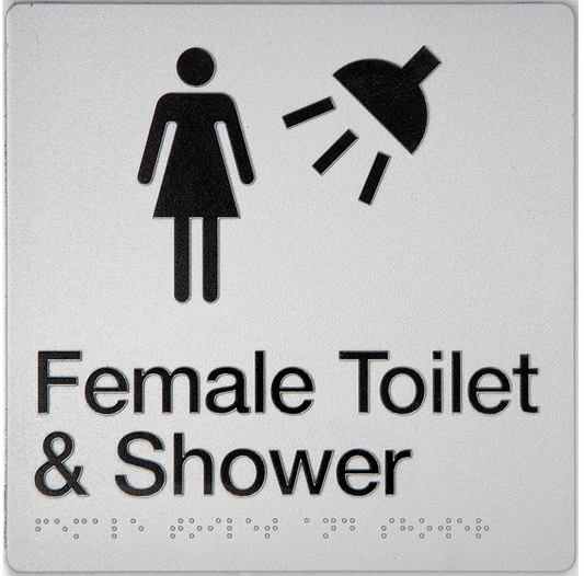 Max Global Products BS019 Sign, Female Toilet & Shower, , Blue/White PVC
