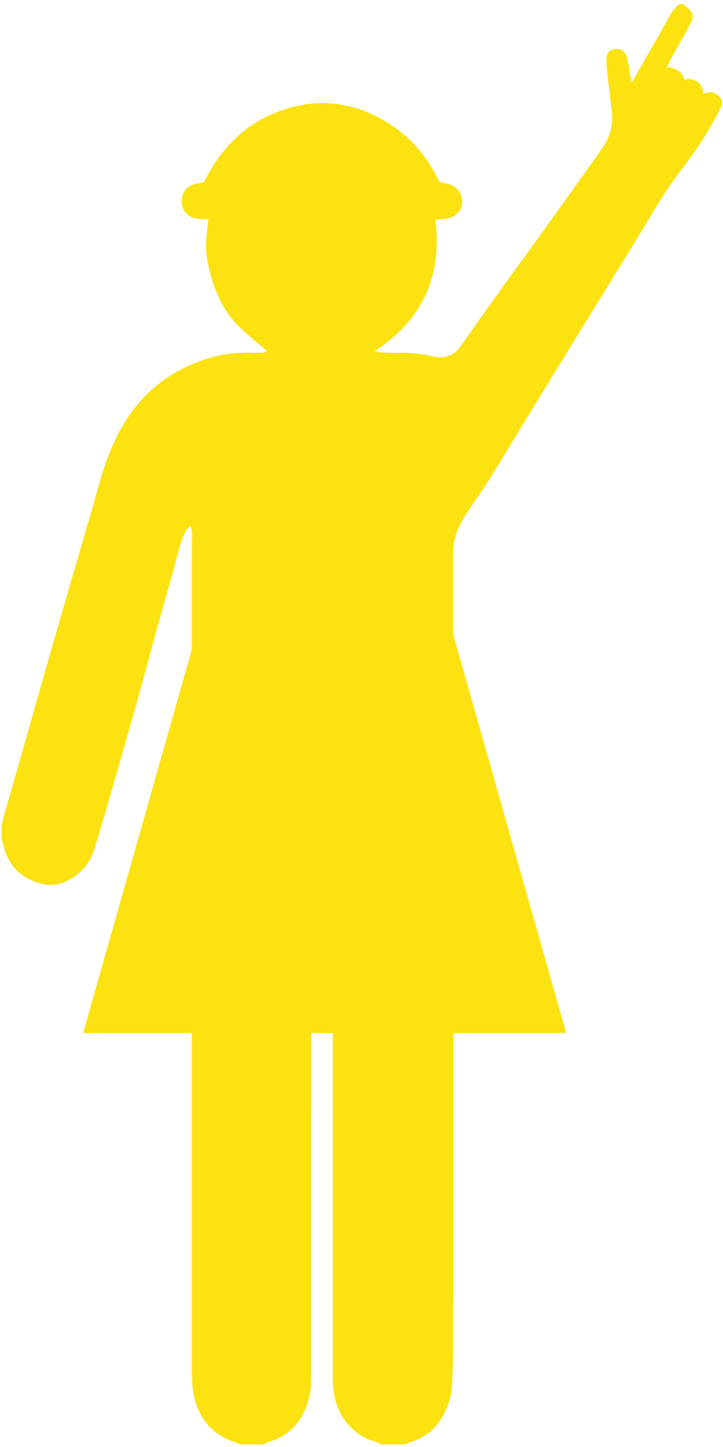 Max Global Products S4139 Yellow Cut Out Female Worker, Arm Up - Finger Pointing Sign