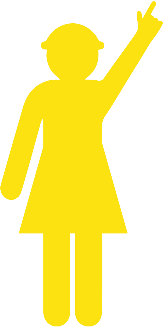 Max Global Products S4139 Yellow Cut Out Female Worker, Arm Up - Finger Pointing Sign