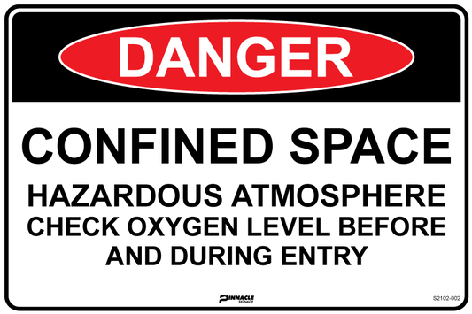 Max Global Products S2102 Danger Confined Space Hazardous Atmosphere Check Oxygen Level... Sign