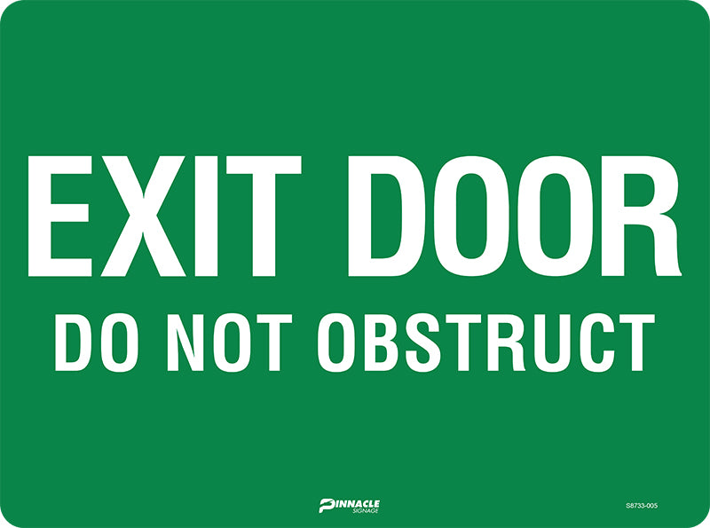Max Global Products S8733 Exit Door Do Not Obstruct Sign