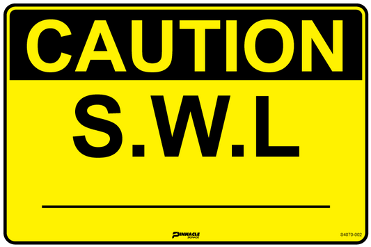 Max Global Products S4070 Caution S.W.L ..... Sign