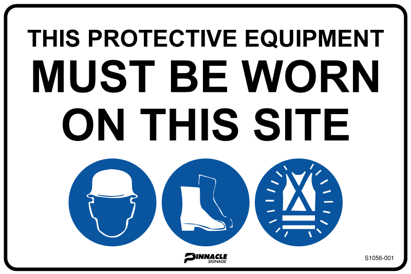 Max Global Products S1056 Combination Mandatory Sign, On This Site, Hardhat, Footwear, Hi Vis