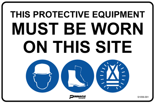Max Global Products S1056 Combination Mandatory Sign, On This Site, Hardhat, Footwear, Hi Vis