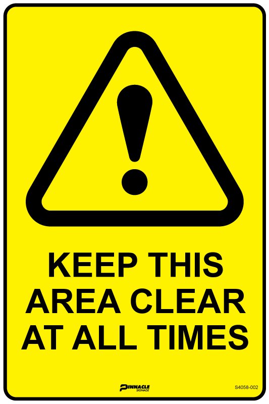 Max Global Products S4058 Keep This Area Clear at All Times Sign