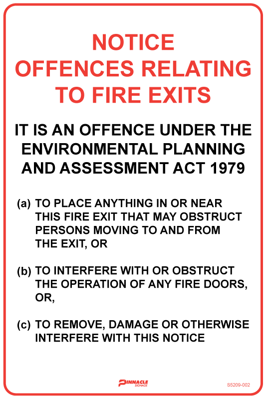 Max Global Products S5209 Notice Offences Relating To Fire Exits Sign