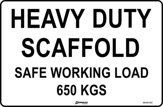 Max Global Products S6449 Heavy Duty Scaffold Safe Working Load 650kgs Sign