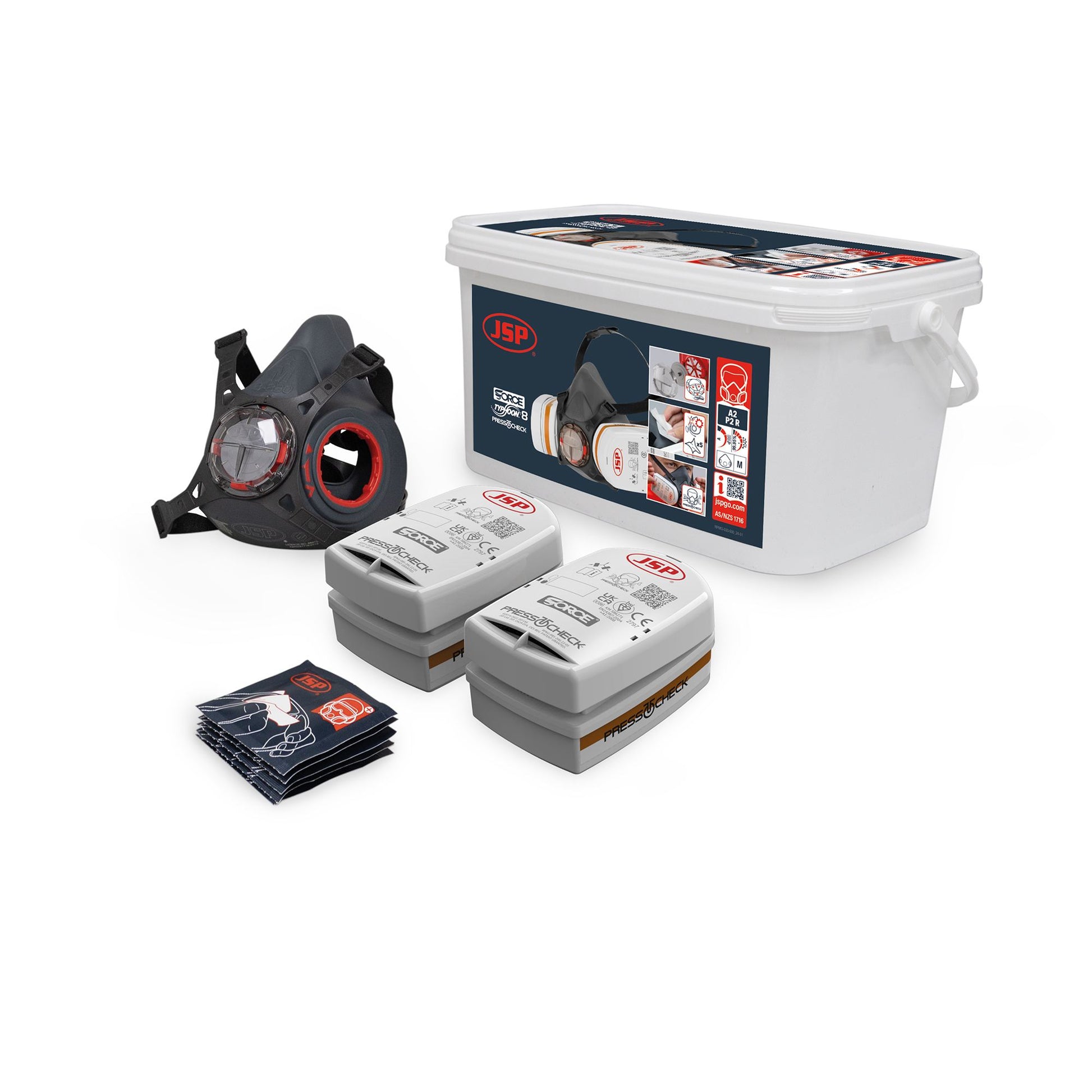 JSP Safety Force Typhoon 8 Half Mask Respirator Spray Painters Kit With A2P2 Filters