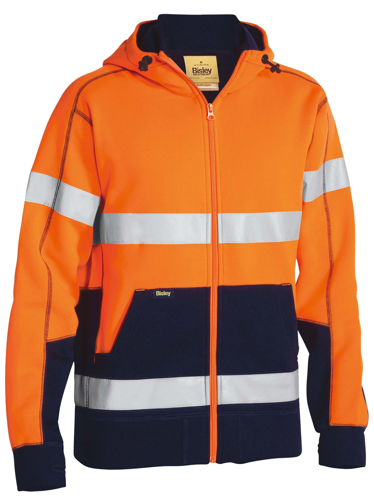 BK6988T Taped Hi Vis Zip Fleece Hoodie with Sherpa Lining