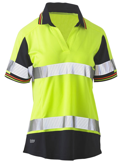 BKL1225T Women's Taped Two Tone Hi Vis V-Neck Polo