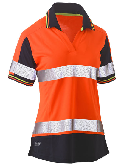 BKL1225T Women's Taped Two Tone Hi Vis V-Neck Polo