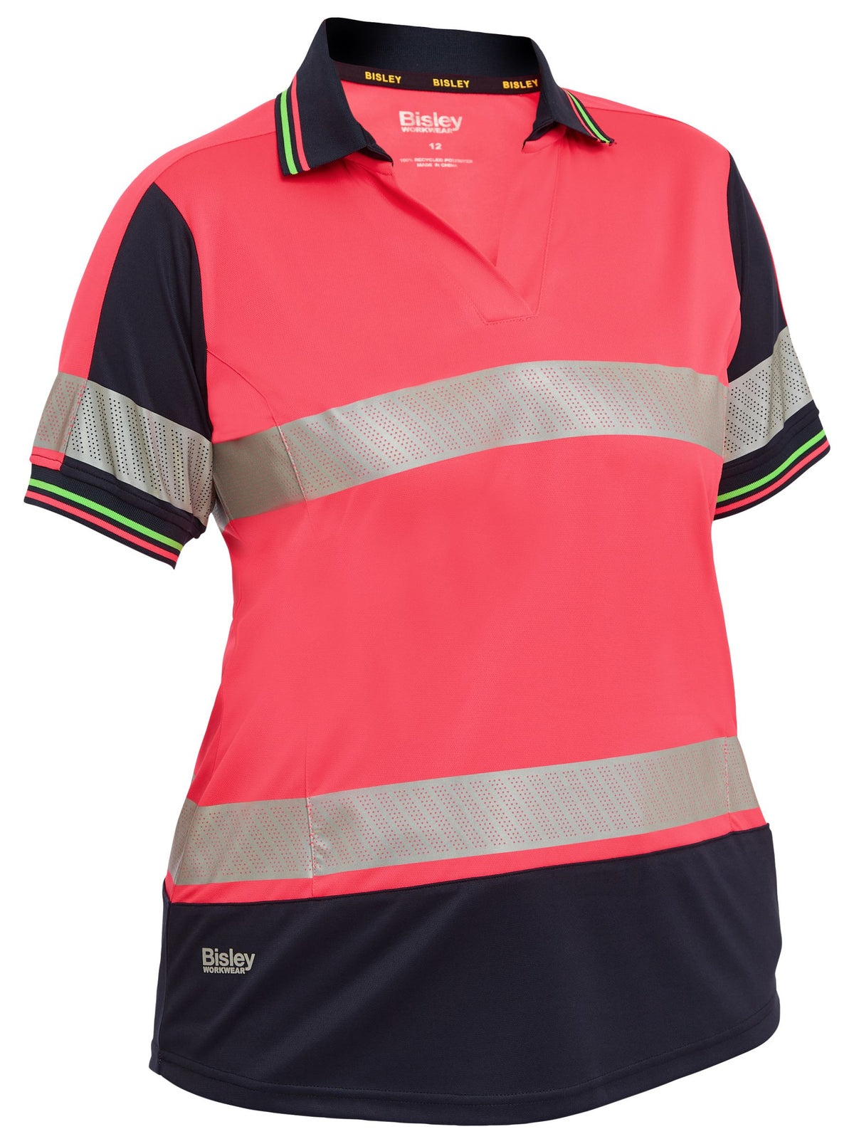 BKL1225T Women's Taped Two Tone Hi Vis V-Neck Polo