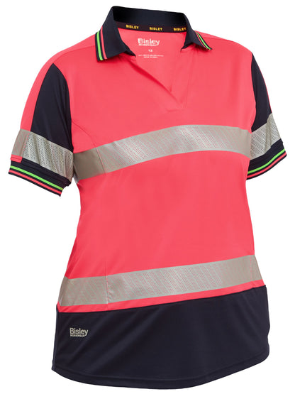 BKL1225T Women's Taped Two Tone Hi Vis V-Neck Polo