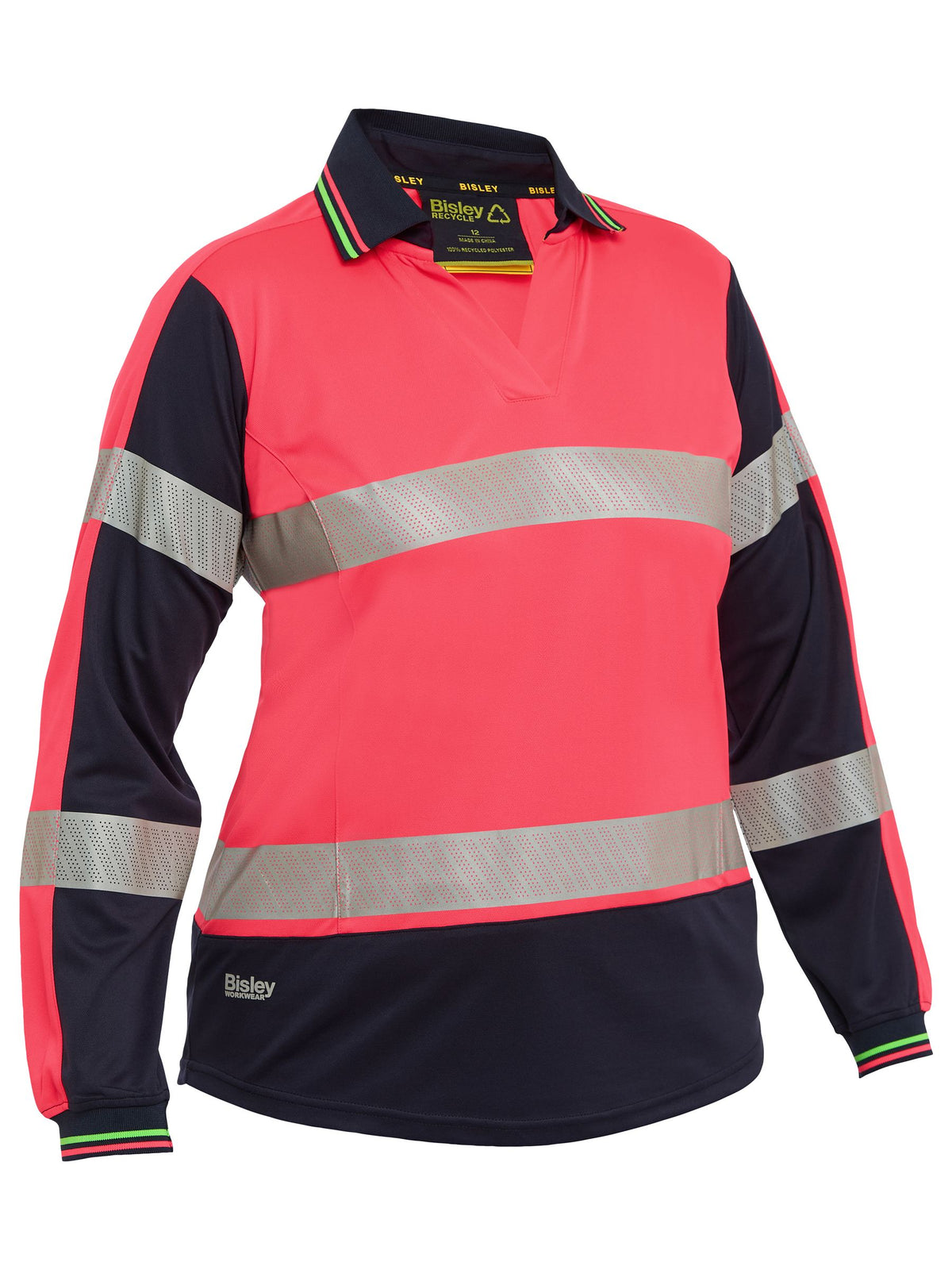BKL6225T Women's Taped Two Tone Hi Vis V-Neck Polo
