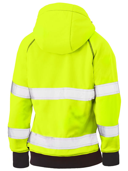 BKL6819T Women's Taped Hi Vis Fleece Zip Front Hoodie with Sherpa Lining