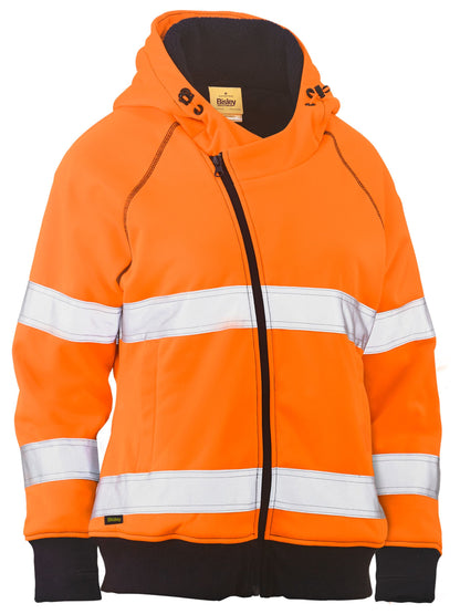 BKL6819T Women's Taped Hi Vis Fleece Zip Front Hoodie with Sherpa Lining