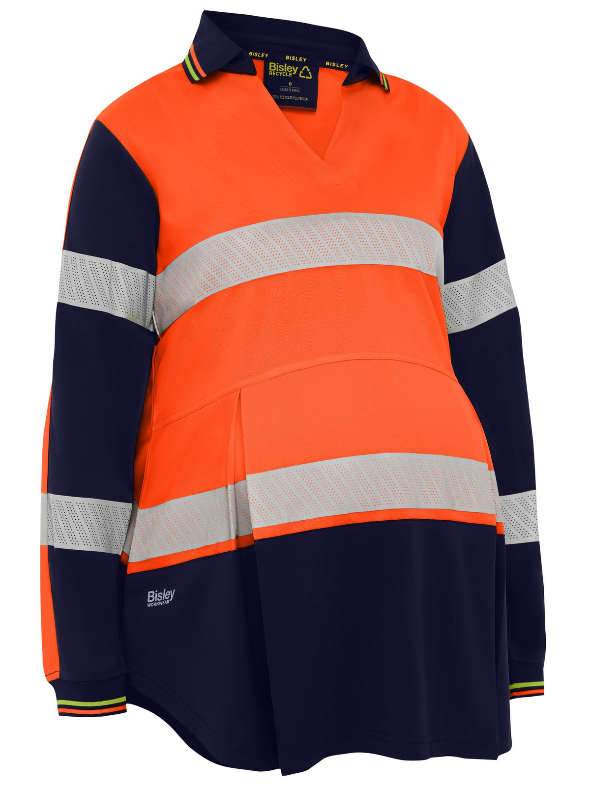 BKLM6225T Women's Taped Hi Vis Recycled V-Neck Maternity Polo