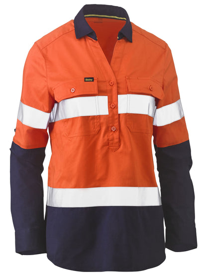BLC6064T Womens Taped Hi Vis Stretch Closed Front Shirt