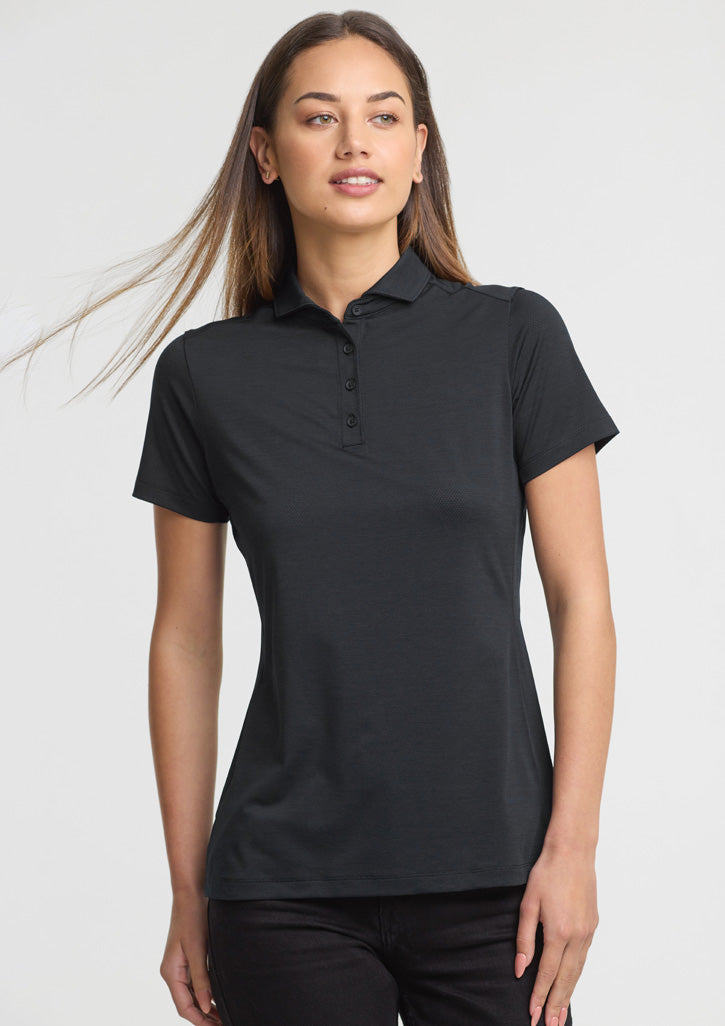 BizCollection BP2610LS Womens Phoenix Short Sleeve Polo - Black