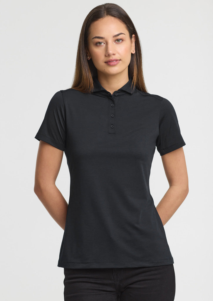BizCollection BP2610LS Womens Phoenix Short Sleeve Polo - Black