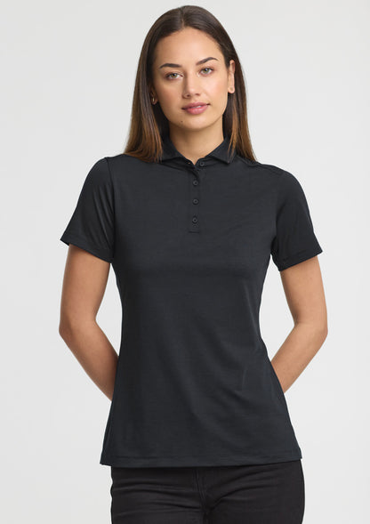 BizCollection BP2610LS Womens Phoenix Short Sleeve Polo - Black