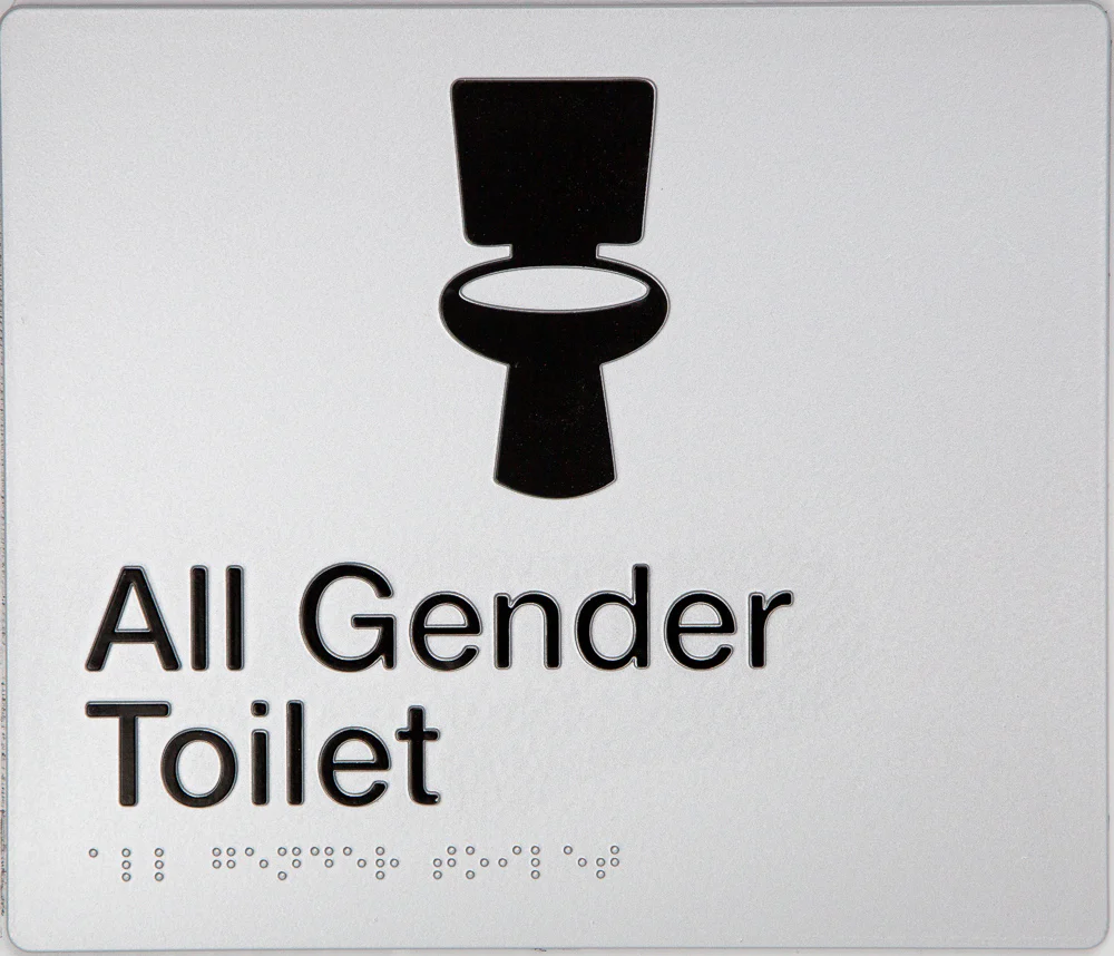 Max Global Products BS089 Sign, All Gender Toilet, , Blue/White PVC