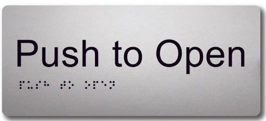 Max Global Products BS095 Sign, Push To Open, , Silver/Black PVC