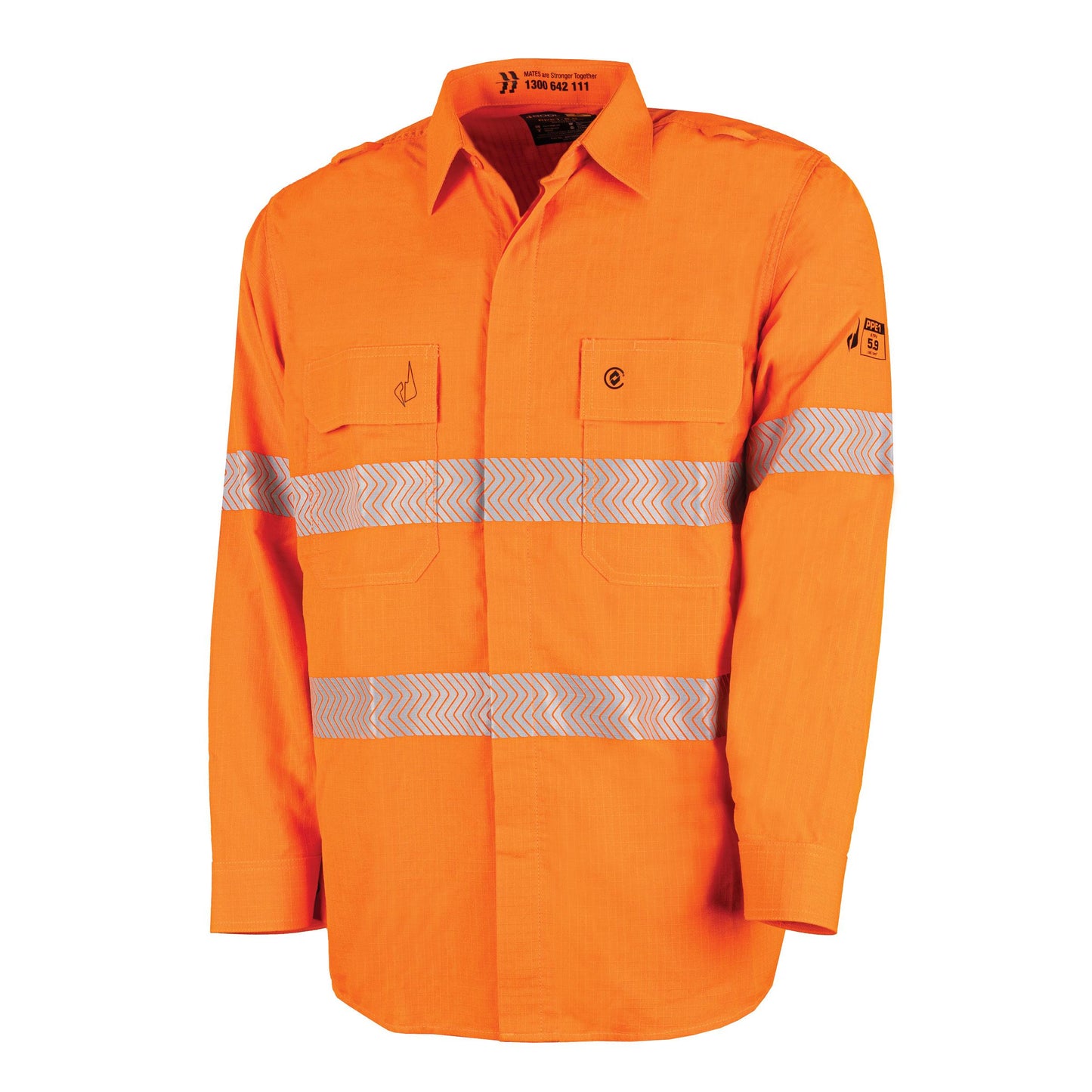 BW1505T1 Lightweight PPE 1 L/S Hi-Vis Shirt with Segmented FR Reflective Tape