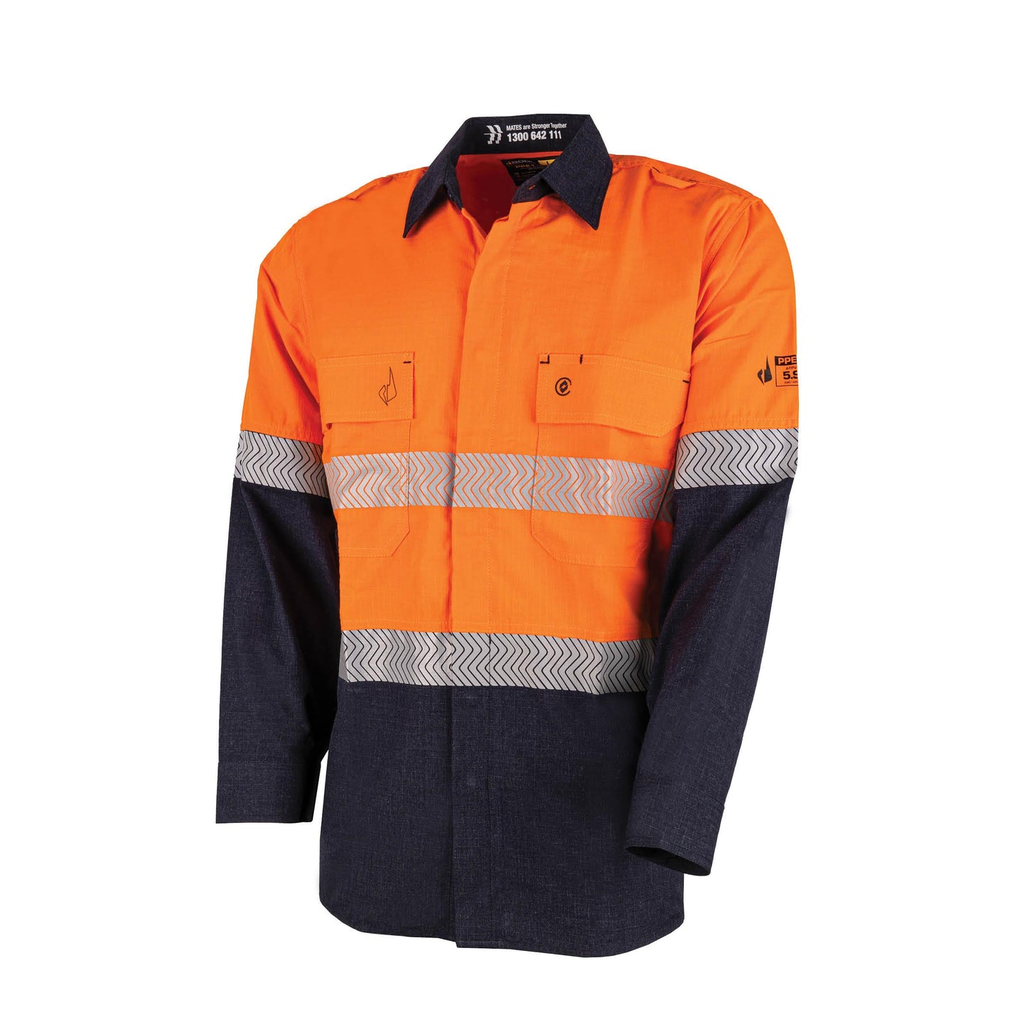 BW2505T1 Lightweight PPE 1 L/S Hi-Vis Shirt with Segmented FR Reflective Tape