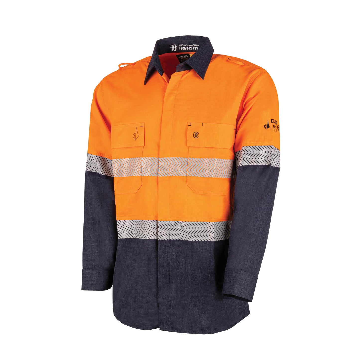 BW2595T1 Regular Weight PPE 2 L/S Hi-Vis Shirt with Segmented FR Reflective Tape