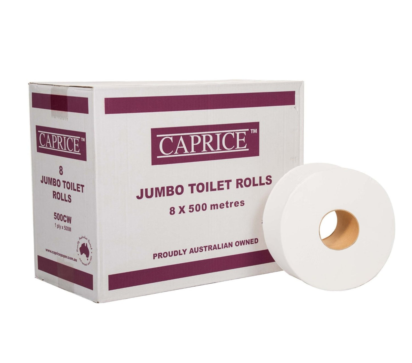 CAPRICE PAPER C-500CW Caprice Toilet Roll Jumbo 1Ply 500m Carton of 8